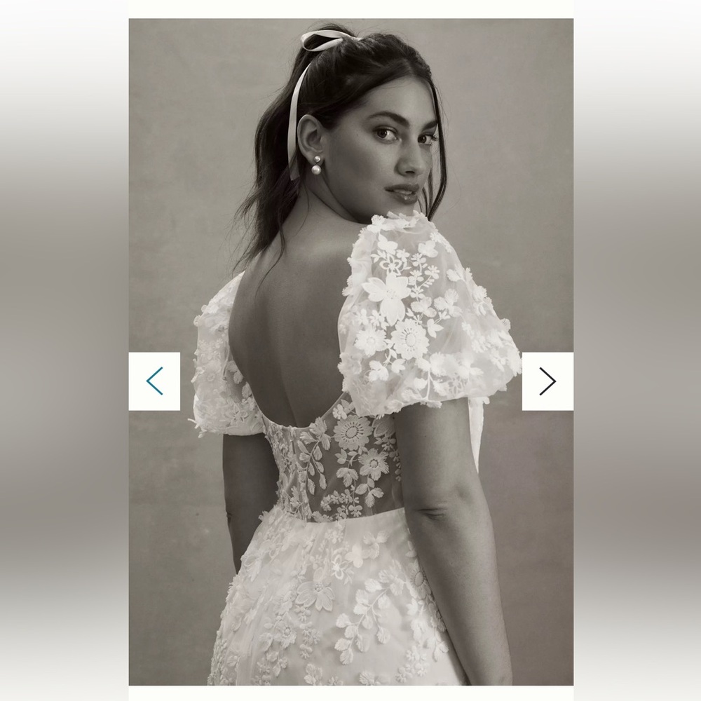 Willowby WATTERS Lilia Puff sleeve lace Empire wedding Gown - Picture 4 of 12